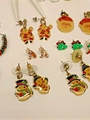 Vintage To Modern Lot of 40 Christmas Holiday Pierced Earrings Costume Jewelry