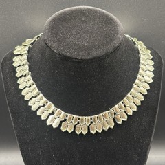 VTG Coro Geometric Cleopatra Silvertone Necklace Adjustable 14-16.5”