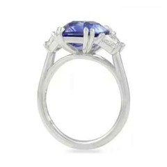 3Ct Cushion Sapphire & Lab Created Diamond Three-Stone 14K White Gold FN Ring