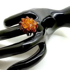 Unique cognac Whole Stone natural Amber Ring 2.45g