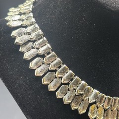 VTG Coro Geometric Cleopatra Silvertone Necklace Adjustable 14-16.5”