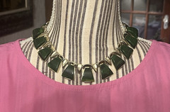 Vintage CHAREL Spinach Green Bakelite, Egyptian Revival, Necklace, Simi Tested!