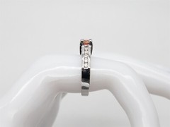 $5000 1.50ct Natural Padparadscha Sapphire Diamond 18k White Gold Band Ring 7g
