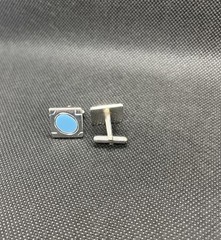 VTG Palest Oval Sky Blue Stones And Set in Square Silver Tone Cufflinks