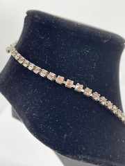 Antique Art Deco Silver Tone Faceted Rhinestone Round Cut Statement Necklace