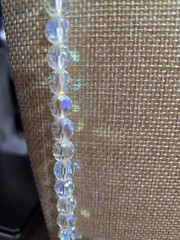 Vintage 48″ AB Crystal Glass Bead Necklace Faceted 8mm Aurora Borealis Long
