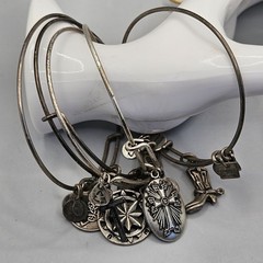 Alex and Ani Silver Tone Charm Bracelet Lot Celtic Knot Armenia Cross & Compass