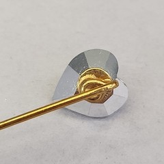 Antique Heart Stick Pin Clear Glass Stone Gold Filled Victorian