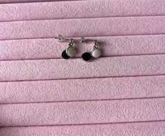 Dainty Black And White Enamel Earrings