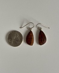 VINTAGE 925 STERLING SILVER RED CREEK JASPER DROP DANGLE 1.50” EARRINGS 5.90g