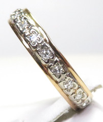 Antique 1920’s Eternity Wedding Band 14K Two Tone Gold Ring Sz 7.25 UK-O EGL USA