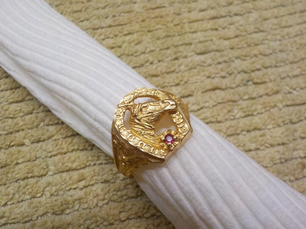 Vintage 14KT GOLD Horseshoe Ring 9.6 Grams Size 12 1/2