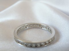 Vintage Sterling Silver 925 Diamonique CZ DQ Channel Set Eternity Ring Size 10