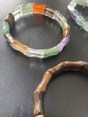 Stone Bracelet Gemstone Lot of 4 Cold Carved Beads Healing Stretch Assorted