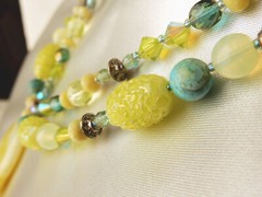 Larzo Necklace Pendant Yellow Jasper Yellow Opalite, Lemon Jade, Blue Opal Plus