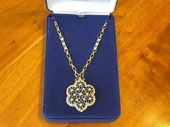 Camrose & Kross JBK Sapphire Blue Crystal Necklace & Pin Jackie Kennedy COA