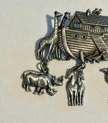 Vtg 3 Brooches JJ Signed Noah Ark Designer Don Lin, JJ & AJC Religious Vintage