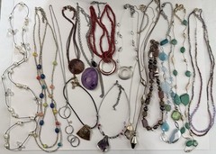 1990s/2000s CHICOS 15pc Statement Necklace Lot Beaded Gemstone Chain Pendant+