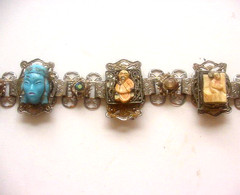 Jinn wishing genie blue Tara good luck talisman lucky charm bracelet Asian c1960