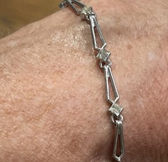 Antique Designer Rhinestone Sterling Silver Bracelet 7 Inches