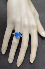 7.50ct.Platinum Vintage Filigree Engagement Ring Natural Blue Sapphire Round Cut