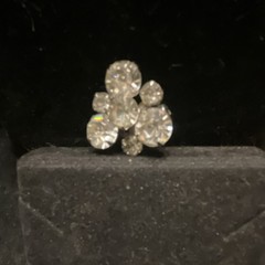 Vtg Bright Clear Rhinestone Cluster Brooch Pin, 6 Prong Silver Tone Set Stones