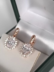 Vintage 1990-s 14 Ct Rolled Gold Zircons Earrings-Hallmarked 585 RG