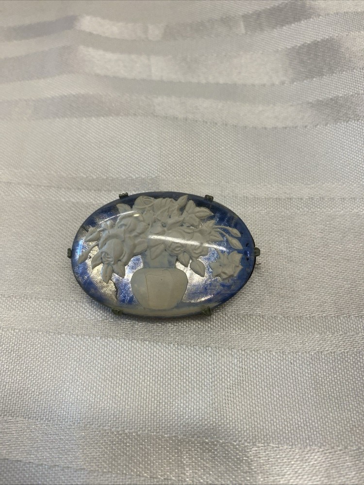 Antique Vintage Czech Glass Flower Brooch