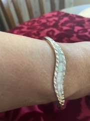 Mexican Sterling Silver bangle features a Modern Wavy Design