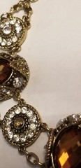 VCLM rhinestone clear & amber gold tone necklace choker