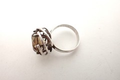 Vintage Modernist Sterling Silver & Large Smoky Quartz Cocktail Ring Sz 7