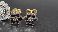 925 Sterling Silver Diamond & Sapphire Earring Collection – 4 Pairs – 11.27g