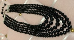 Vintage Signed Japan 1950’s-1970’s Multi Strand Black Lucite Choker Necklace
