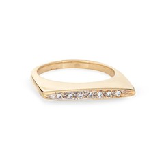70s Diamond Square Ring Sz 5 Stacking Band Vintage 14k Yellow Gold Fine Jewelry