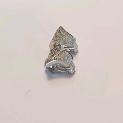Landau Vintage Clip On Earrings Silver Pave