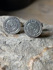 Vintage Sterling Silver Cufflinks Cuff Links Aztec Mayan Design Hecho En Mexico