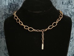 SUGARFIX By BaubleBar ~ Cute Brass Tone Necklace With Rhinestones & Glass Drops