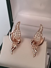Vintage 1990-s 14 Ct Rolled Gold Zircons Earrings-Hallmarked 585 RG
