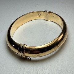 Hollow Gold Wash 925 Sterling 6-3/4″ x 1/2″ ITALY Vintage hinged Bangle Bracelet