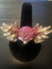 Betsey Johnson Hot Pink Owl Bracelet And Ring Set – Extremely Rare- G1