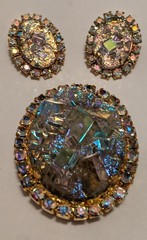 Vintage Juliana D&E Aurora Borealis Geode Brooch & Clip Earrings Set – Stunning!