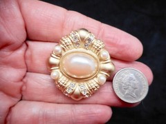 Authentic Vintage Contemporary SAXON Rhinestone & Faux Pearl Brooch