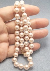 Vintage light pink Faux Glass Beads 18in.