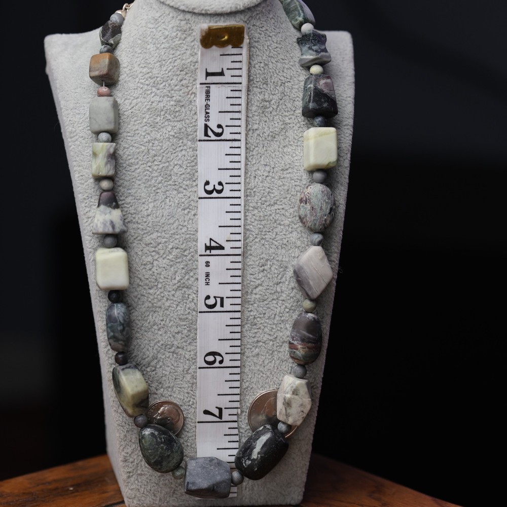 Heavy Large Beaded Necklace Sterling Silver