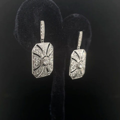 Milgrain Vintage Drop Earrings 2.6 Ct Lab Created Diamond 14K White Gold Over