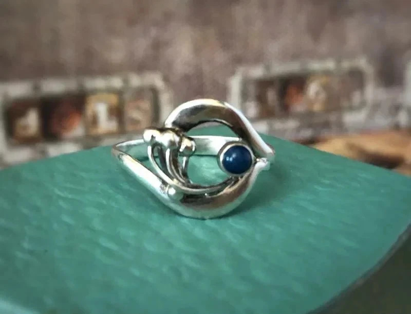 Soviet Vintage USSR Ring Estate Sterling Silver 875 Lapis Lazuli Stone Size 6.5