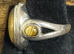 Vintage SX 925 Sterling Silver Tiger’s Eye Ring Sz. 8.25/9.74 grams