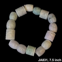 Natural Burmese Jade Jadeite Beads Bracelet Elastic, Width 12 mm