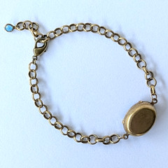 ​Vtg Czech Vitrail Rhinestone Adjustable Length Bracelet Antique Brass Chain