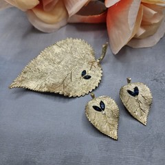 Vintage mid-century BSK leaf demi-parure matching set